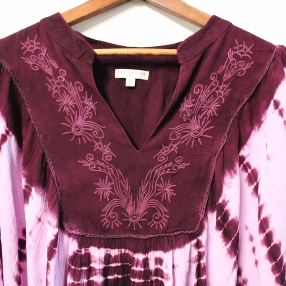 Earthbound Tie Dye Peasant Top NEW - Picture 3 of 4